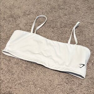 Gymshark White Strappy Sports Bra | Minimal Athleisure Workout Top